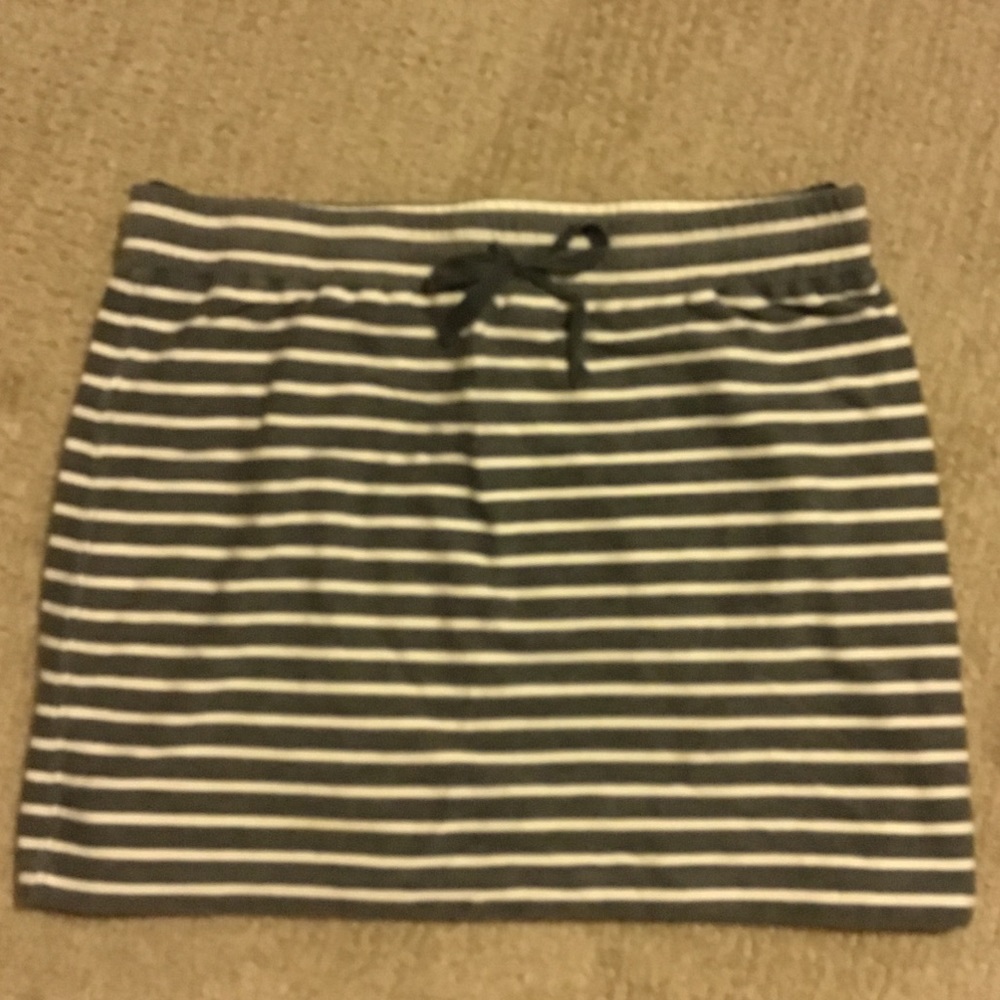 Grey and white striped skirt